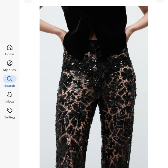 Zara Black Lace Patterned Pants - Picture 2 of 7